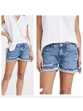 FRAME $190 Le Grand Garcon Denim Shorts In Marcella Wash Size 25